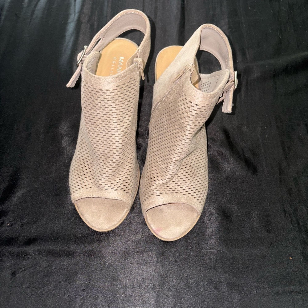 Elegant Taupe Peep-Toe Heels